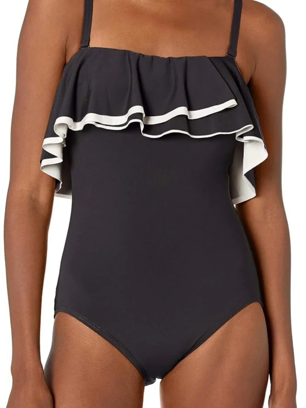 Coco Reef Womens Contours Ruffled Strapless One Piece Swimsuit